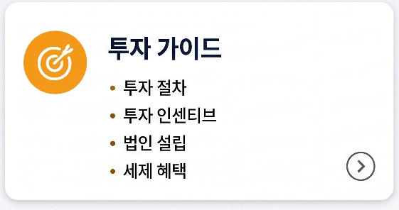 투자 가이드 투자 절차 투자 인센티브 법인 설립 세제 혜택